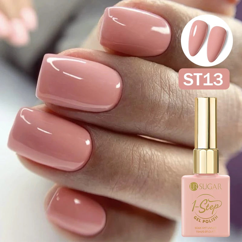 UR SUGAR 15ml 1 Step Gel Polish 3 IN 1 Red Pink Glossy Nail Soak Off LED UV Gel Nail Varnishes No Need Base Gel and Top Coat