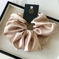 Satin Silk Like Hair Scrunchies Black Big Hair Ties For Girl Scrunchie Solid Color Hair Accessories Scrunch Headbands For Women