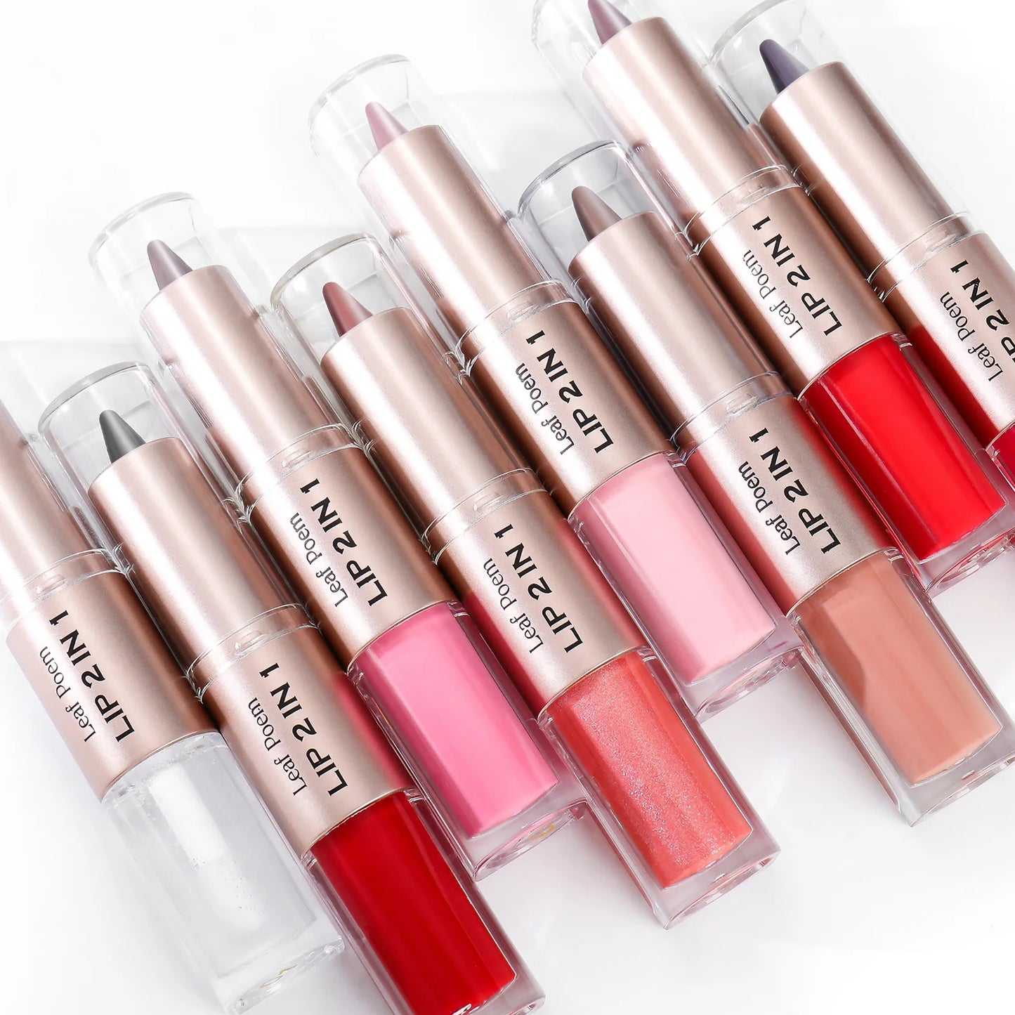 Brown Matte Lip Liner Lipstick Pencil Outlines Lip Contours 2-in-1 Mirror Glass Nude Brown Lip Gloss Makeup Waterproof Non Stick