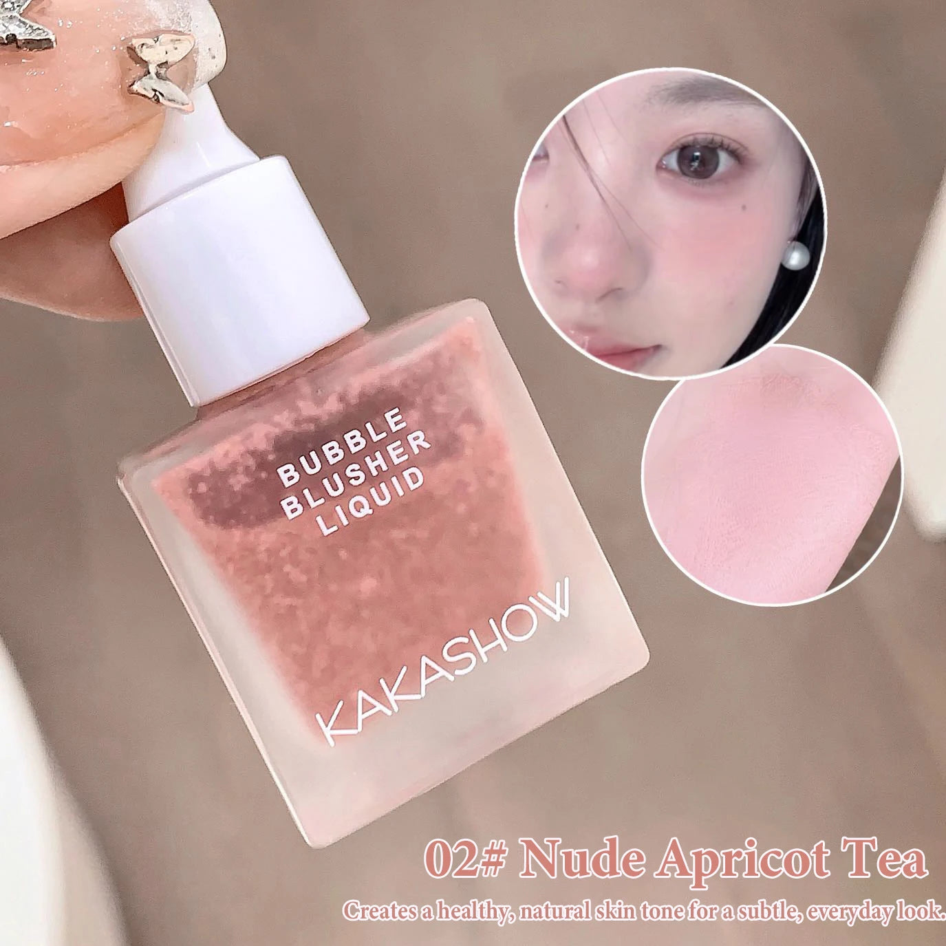 Bubble Blusher Liquid Hydrating Berry Pink Cheek Enhances Color Powder Rendering Moisturizing Longlasting Beauty Rouge Makeup