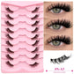 Veltrinay Natural Half Lashes Cat Eyelashes Soft Wispy with Clear Invisible Band Reusable Faux Mink Eyelashes Makeup