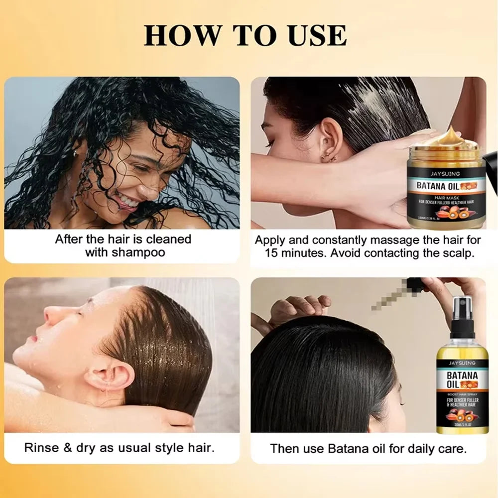 Fast Hair Growth Set Batana Oil Traction Alopecia Hair Mask Anti Break Loss Hair Growth Oil Baldness Treatment Hair Health Care