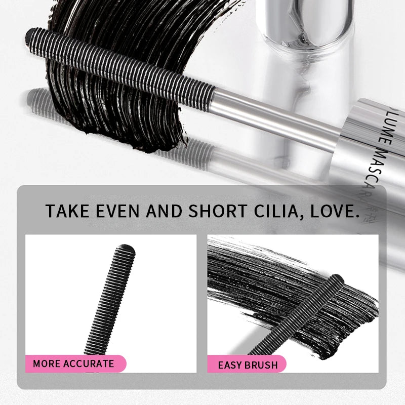 GECOMO Small Silver Tube Eyelash Mascara Brown - 12H Waterproof Long Thick Dense Curly Non-smudging Long-lasting Natural