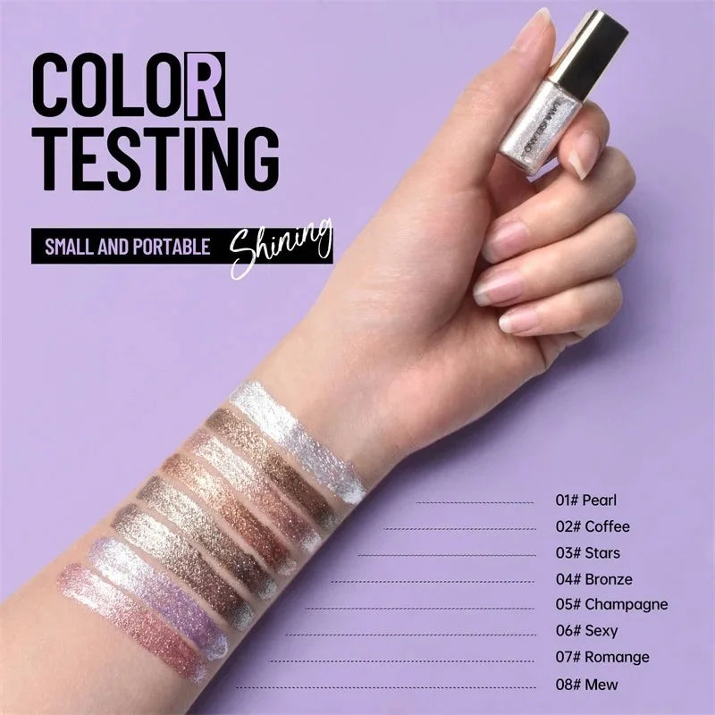 Pearly Liquid Eyeshadow Natural Smokey Silver Shimmer Glitter Diamond Eye Shadow for Eyelid Waterproof Beauty Highlighter Makeup
