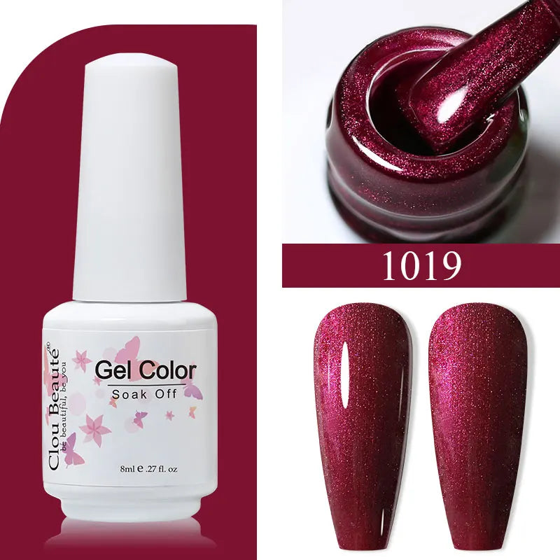 Clou Beaute 8ml Gel Polish Colorful Glitter UV Nail Gel Vernis Semi Permanent Glass Bottle Blue Green White Soak Off Gel Nail