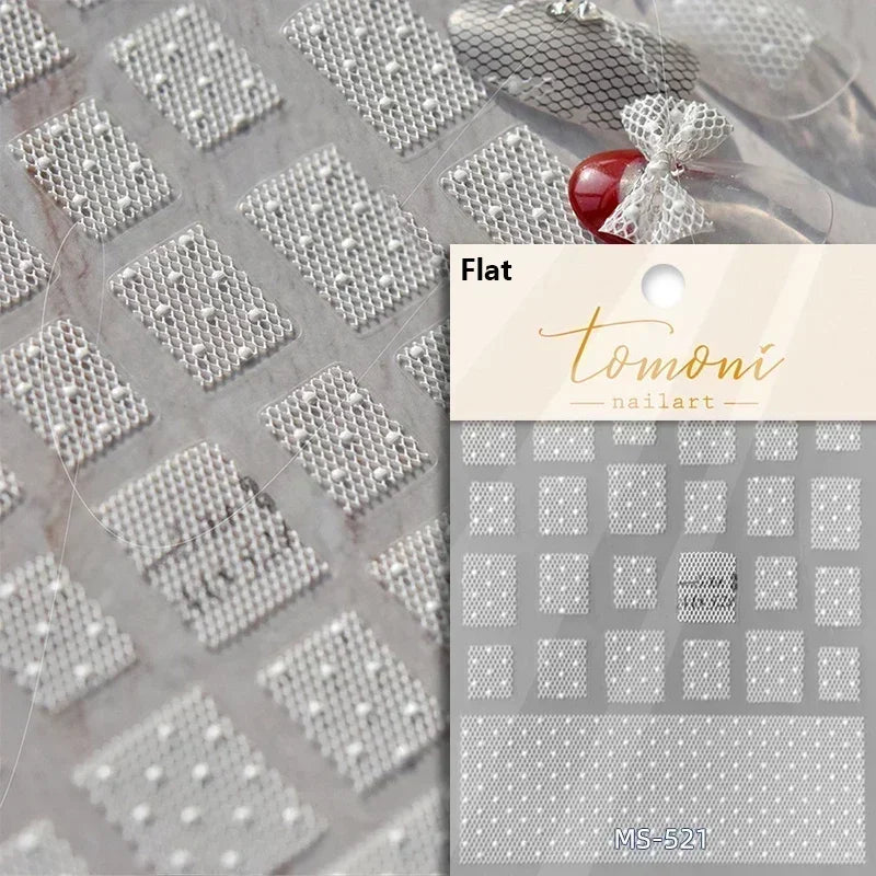 1pcs White 5D Pearl Lace Wave Lines Nail Art Stickers Elegant Exquisite Nail Decoration Decals DIY Self Adhesive Transfer Slider
