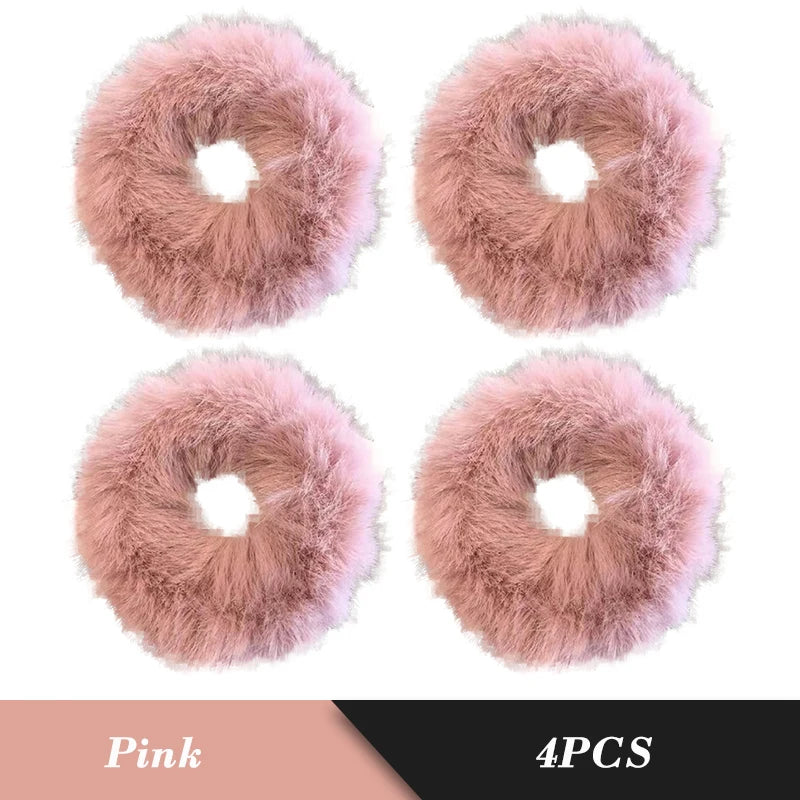 1PC Fluffy Warm Autumn Winter Elastic Hair Band Scrunchies Large Intestine Hair Ring For Women Girls Plush Hair Rope Hairwear