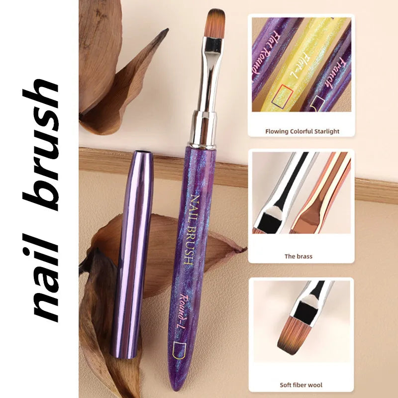 1PC Gel Brush Oval & Flat UV Gel Nail Art Brush Professional Design Brushes Salon Home DIY Manicure
