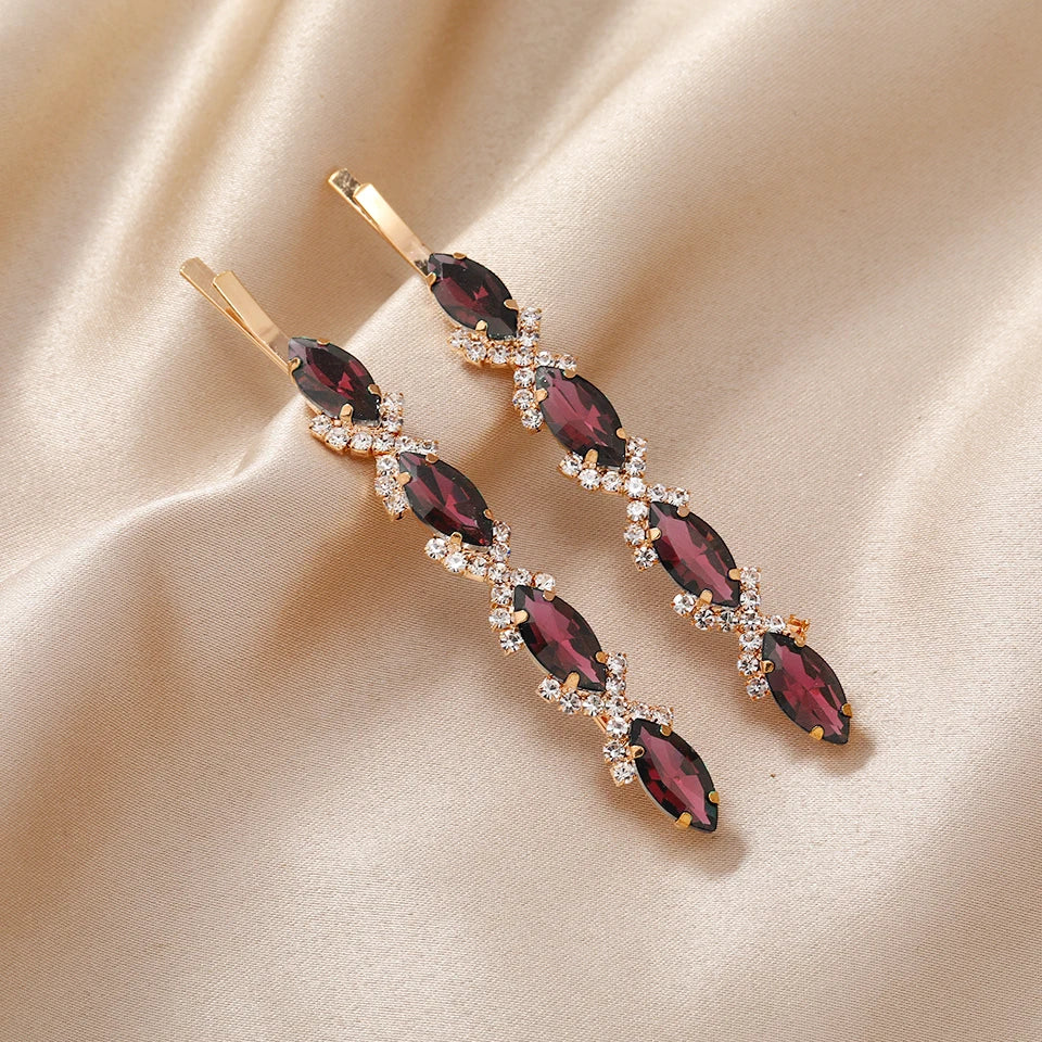 Morkopela Crystal Hairpin Clip Fashion Rhinestone Hair Pins Jewelry Woimen Banquet Hair Clips Accessories
