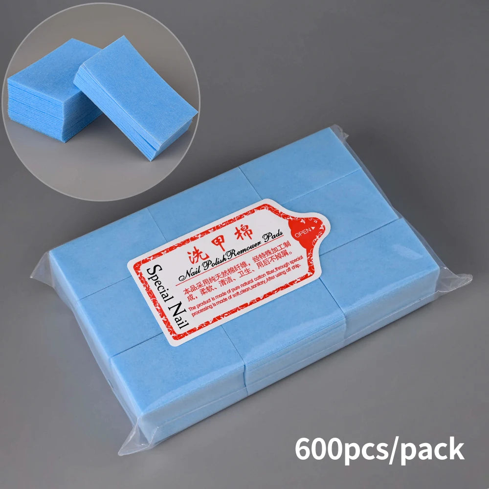 1000/600/500/100pcs Lint-Free Nail Cotton for UV Gel Polish Removal Wipes Paper Pads 100% Cotton Soft Non Woven Nail Cleaner Pad