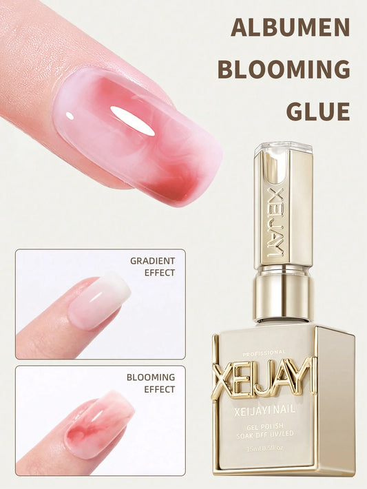 15ml Albumen Blooming Glue Nail Art Transparent Flowering Gel Gradient Flowering Effect Nail Polish Soaked Smudged NailGlueUVGel