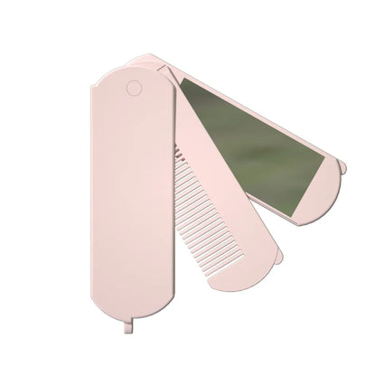 1pc Mini Folding Massage Comb Head Massager Anti-Static Portable Travel Hair Brush Girl Hair Combs with Mirror One Piece Combs