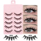 DINGSEN 5 Pairs Manga Lashes Eyes Lashes Soft Natural Long Eyelashes Fake Lashes Anime Wispy Strip False Eyelashes Makeup