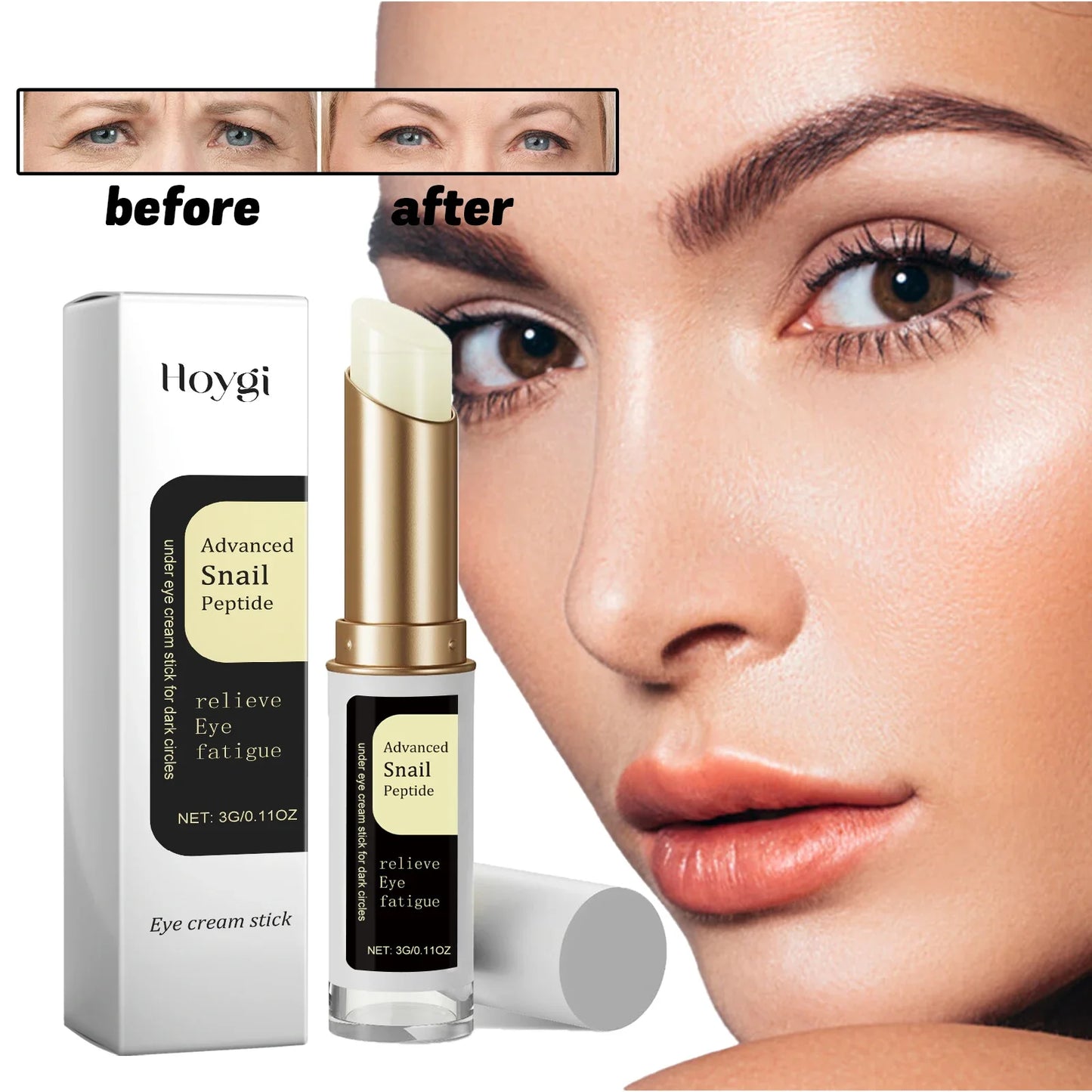 Snail Peptide Eye Cream stick reduce Dark Circles Eye Bags Firming Brightener Anti aging nourishing moisturize Eye Cream