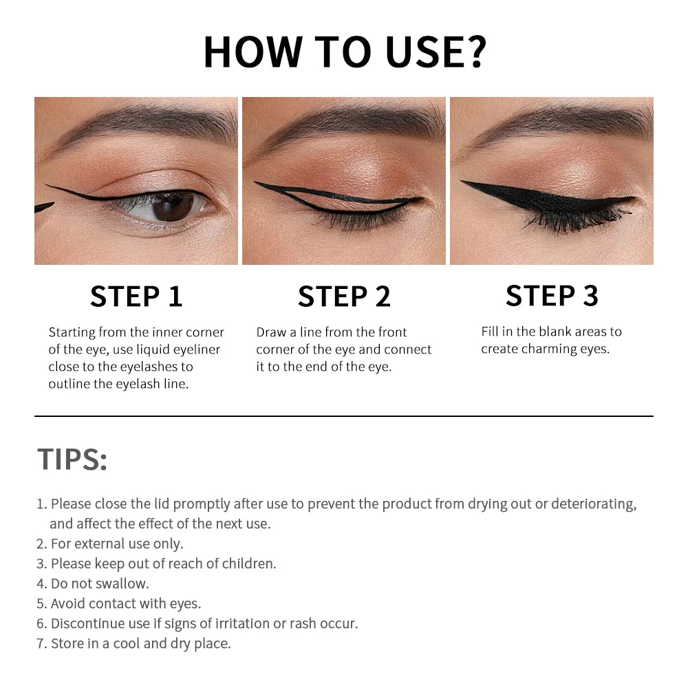 Waterproof Eyeliner Pen Matte Liquid Eyeliner 17H Long Wear Sweat Proof Smudgeproof Stain-free Ultra-fine Liquid Cosmetics