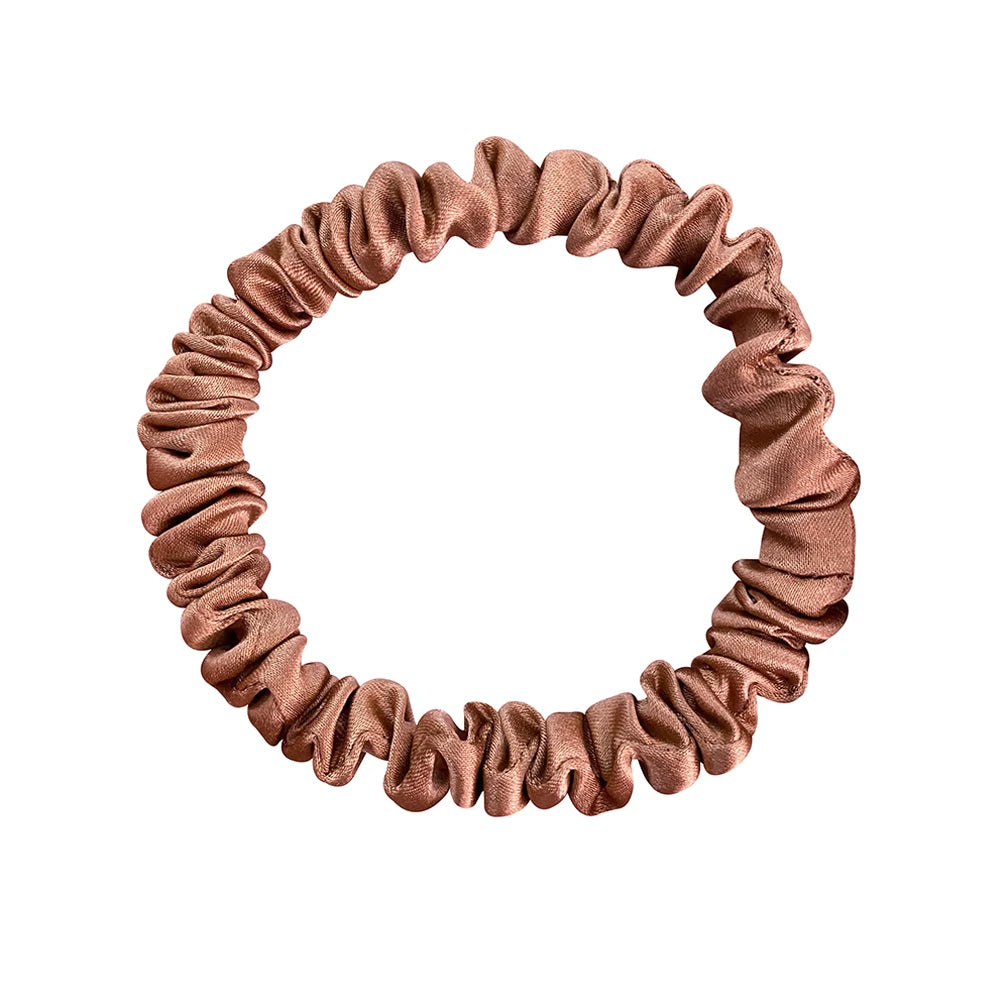 100% Real Mulberry Silk Skinnies Scrunchies Hair Bands Ties Gum Elastics Ponytail Holders No Damage for Women Girls 22 Momme 1CM