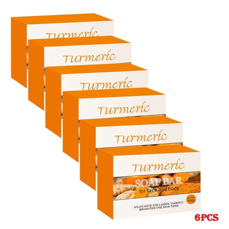 1/2/4/6Pcs Turmeric Kojic Acid Handmade Soap Scrub for Exfoliation, Moisturizing, Deep Cleansing, Spot Removal, Acne Removal