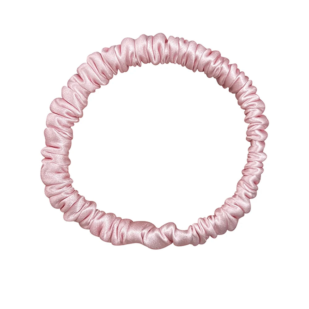 100% Real Mulberry Silk Skinnies Scrunchies Hair Bands Ties Gum Elastics Ponytail Holders No Damage for Women Girls 22 Momme 1CM