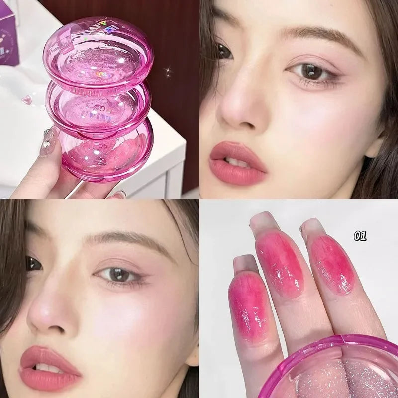 Violet Jelly Blusher Shining Color Changing Blush Face Makeup Glitter Blue Purple Tint Cheek Color Lasting Natural Rouge Cream