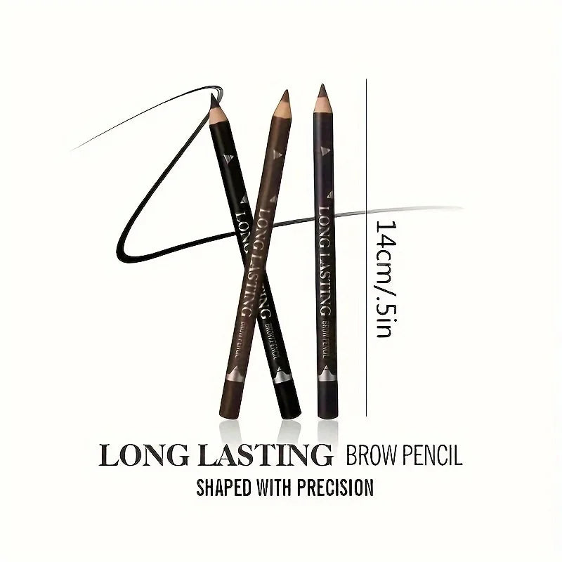 2-in-1 Wooden Handle Waterproof Eyeliner & Eyebrow Pencil, Sweatproof Makeup Pen for All Skin Types, Multi-Use Cosmetic Tool