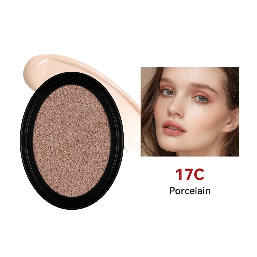 Cushion Refill Foundation Waterproof Semi-Matte Red Finish 72-Hour Wear Long-Lasting Buildable Coverage Sun Protection Makeup