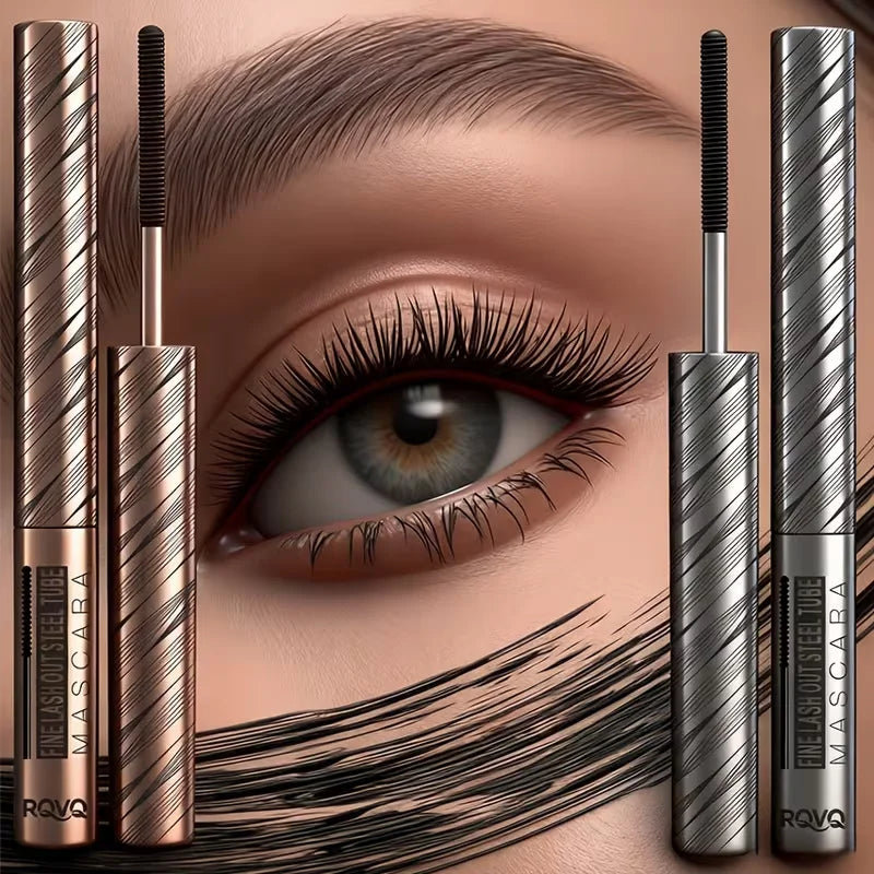 Waterproof Steel Tube Mascara,Black/Brown Waterproof Lengthening Curling Mascara,Non-Smudging Long-Lasting Volume Eyelash Makeup