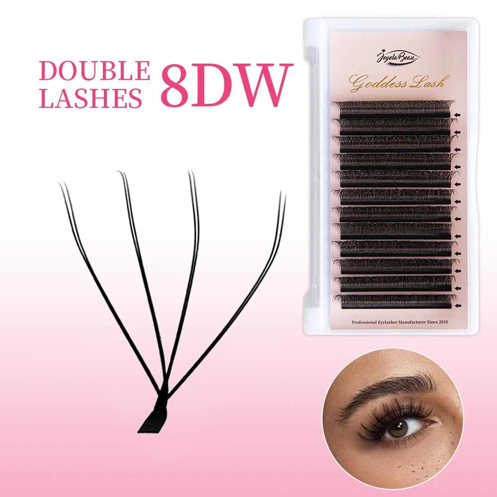 Goddess 3D/4D/5D/6D/7D/8D W Shape Lashes 4D Premade Fan Lash Extensions 0.07 C/D Curl Natural Soft High Quality Individual Lashe