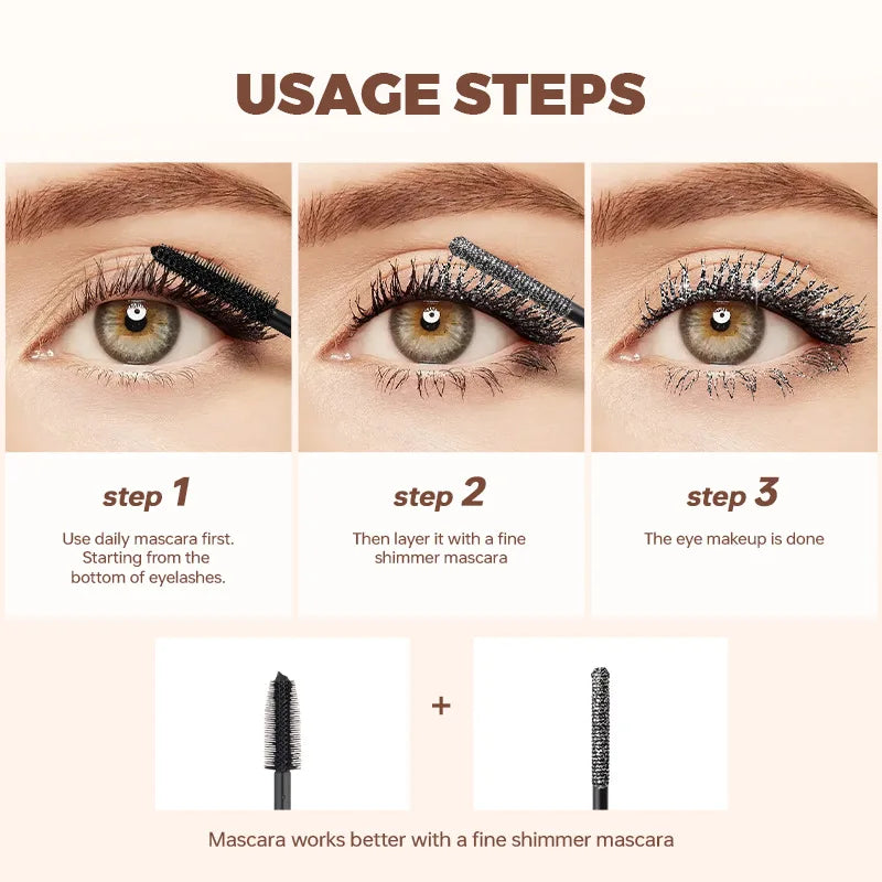 High Quality Perfect Girl Shiny Metallic Lash Mascara Makeup Pearlized Shiny Diamonds Glitter Extension Lashes Mascara Cosmetics