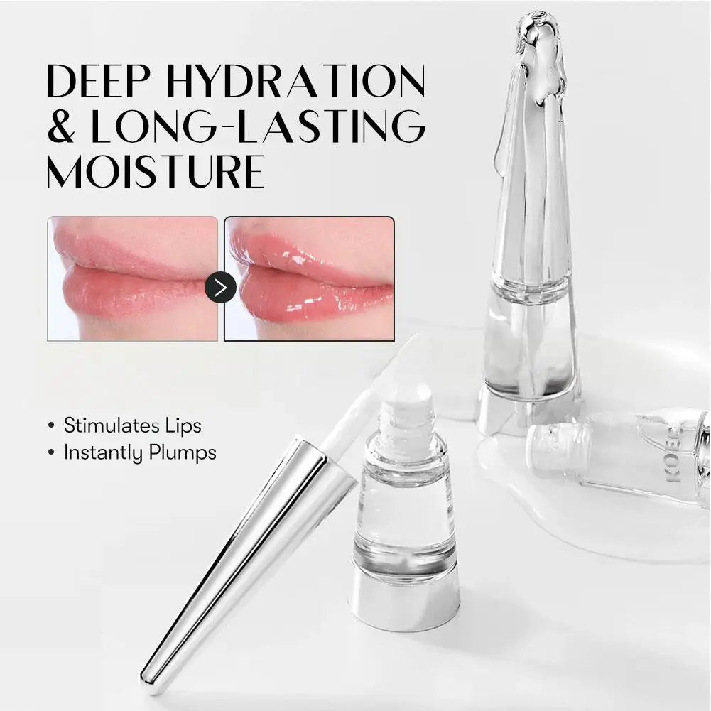 KOEC Korean Lip Plumper Oil Non-greasy Lip Plumping Balm Moisturizing Dry Chapped Lips Shine Hydrating Exfoliating Nourishing