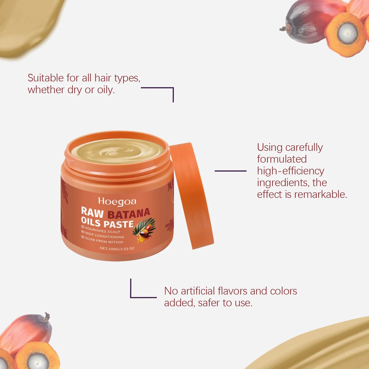 Damaged Repairing Hair Mask Organic Batana Oil Dry Hair End Repair Hair Anti-Loss Smoothing Treatment Hair Conditioner Hair Care