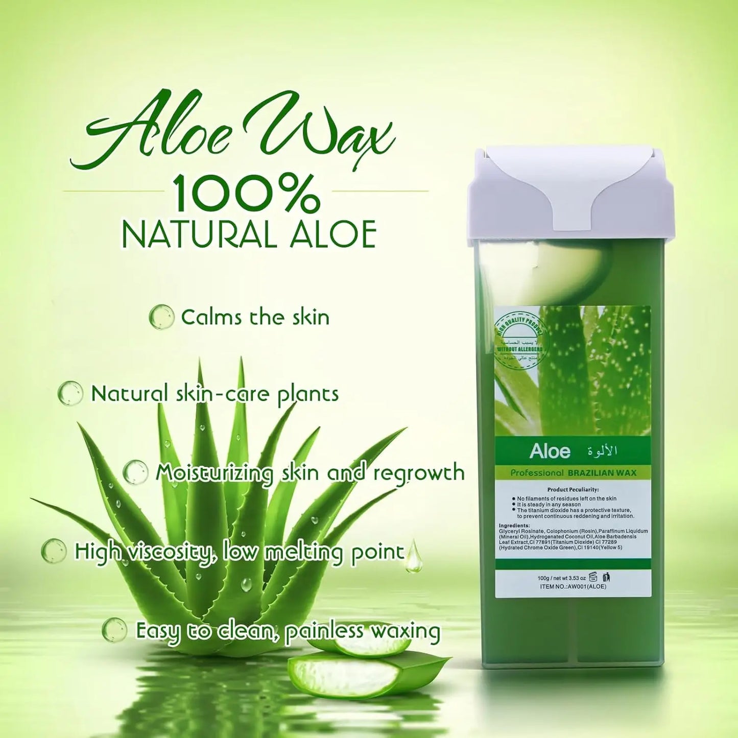 Roll on Wax Refill Painless Wax Roll On For Hair Removal Depilatory Wax Warmer Cartridge For Aloe Wax  Bikini Body Hair Removal