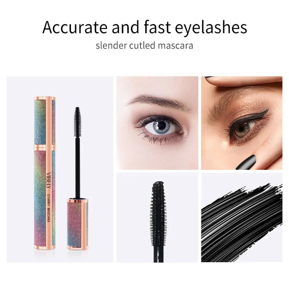 4D Brilliant Starry Sky Black Mascara Slim, Thick, Curled, Waterproof, Long Lasting, Non Staying Mascara