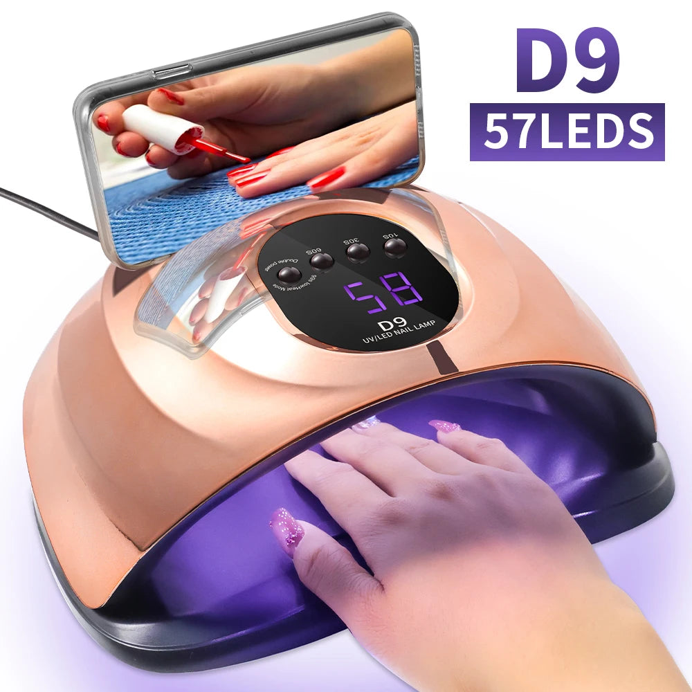 Nail Art Phototherapy Lamp With 57 LEDS Quick Drying Nails Light Have 3 Timer Modes LCD Display for Manicure Salon/Home Dryer
