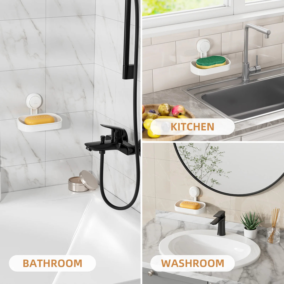TAILI Bathroom Soap Dishes Holder Self Draining Soap Box with Super Suction Portable Soap Container for Bathroom Accessories