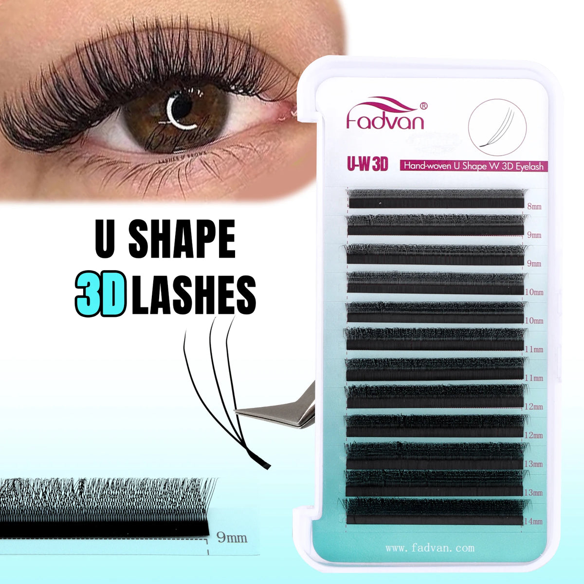 FADVAN U Shape 3D/4D/5D/YY Eyelashes Extension Light Soft Waterproof Fake Lashes Premade Volume Natural Wispy False Lash