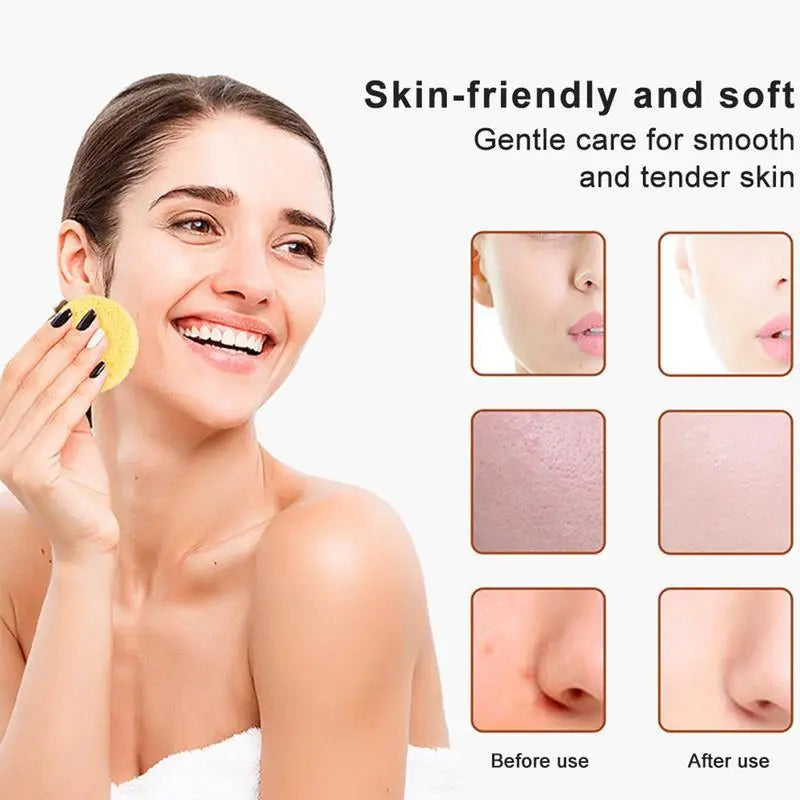 Facial Sponges 50Pcs Natural Compressed Cellulose Face Sponge Face Scrub Sponge Eco-Friendly & Reusable Makeup Remover Pads