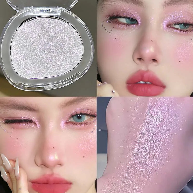 Shimmer Glitter Powder Highlighter Palette Shiny Diamond White Eyeshadow Highlight Makeup Face and Body Brighten Natural Contour