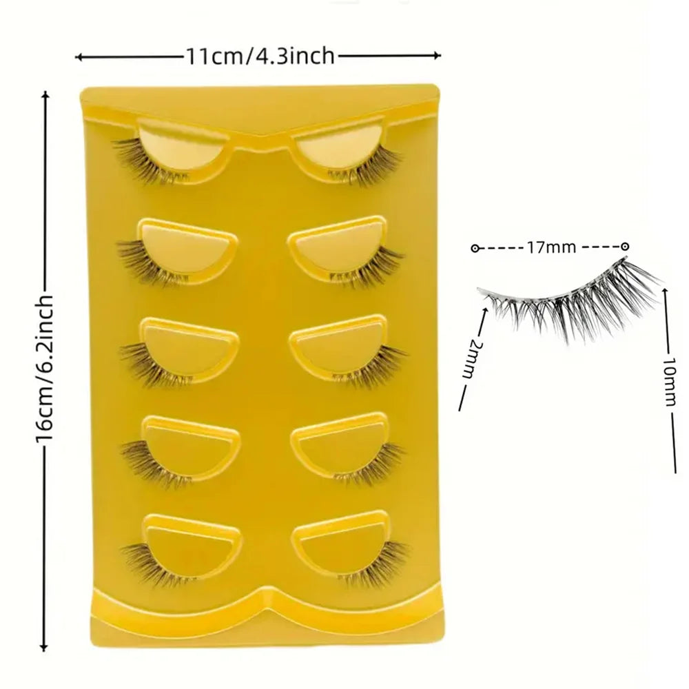 5 pairs Wispy Half Lashes for Natural Volume and Curly Look - Perfect for Daily Dating and Party Makeup