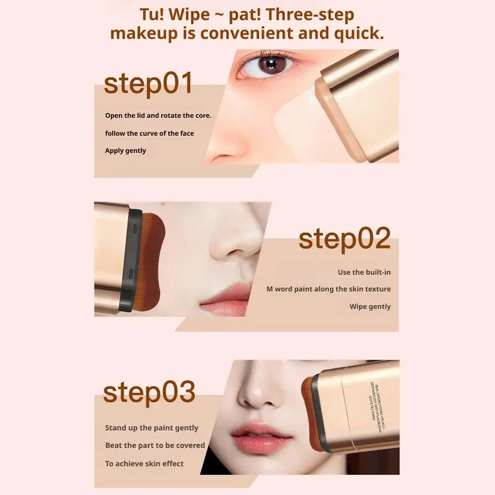 New Korean Double Ended Foundation Stick Portable Lightweight Long-lasting Moisturizing Hydrating Naturel Matte Fundation Makeup