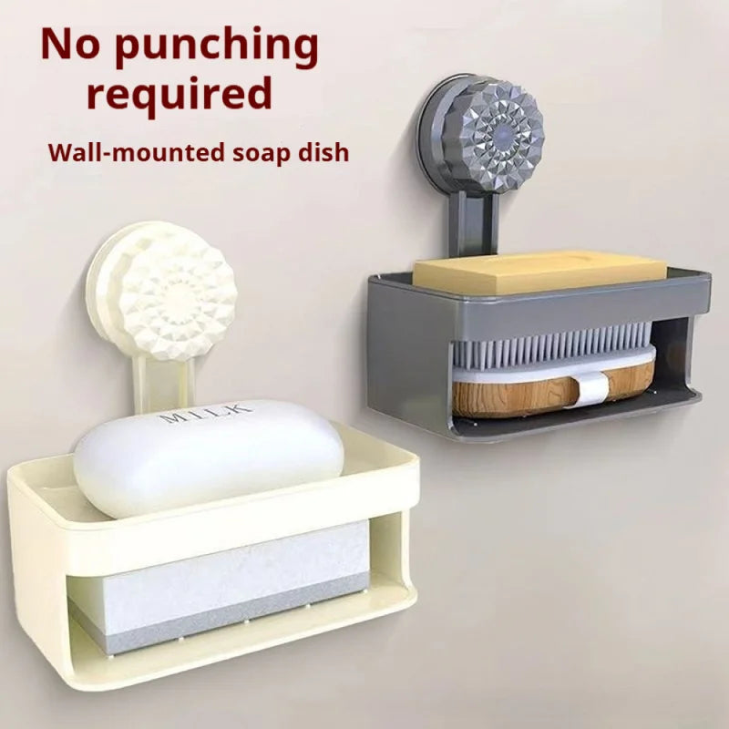 Suction Cup Soap Dish, Wall-Mounted Soap Holder, Storage Rack, No Drilling Required, For Bathroom And Toilet Organization