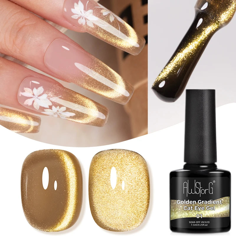 AWStorG 7.5ml Starlit Cat Magnetic Gel Nail Polish Must need Black Gel-Polaris Light Soak Off UV Gel Varnis Semi Permanent DIY
