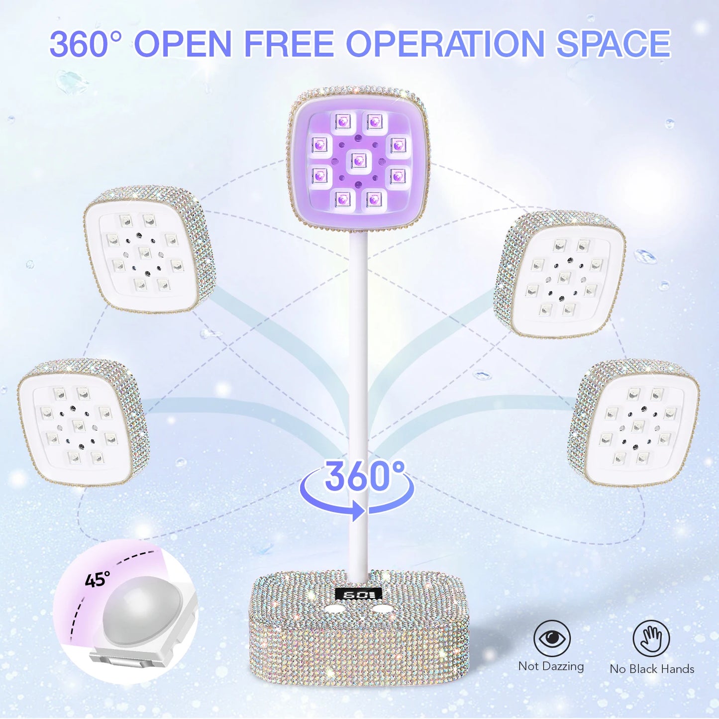 Wireless Nail Lamp LED UV Nail Dryer Rechargeable With Auto Sensor Touch Control Fast Drying Nail Light 360° Bendable Table Lamp