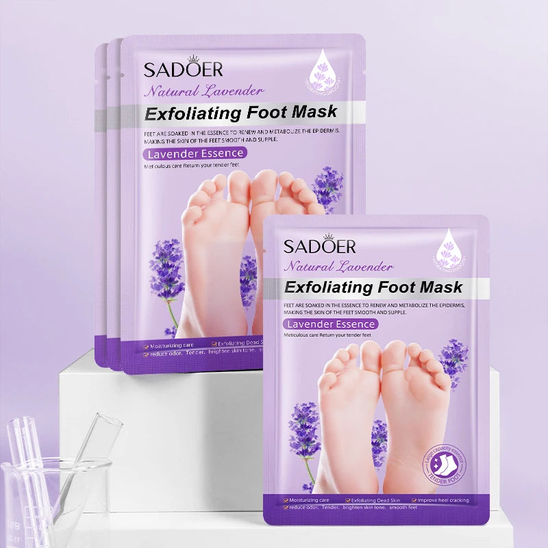 5/10 Pairs SADOER Lavender Foot Mask Moisturizing Whitening Foot Peeling Mask Exfoliating Feet Pedicure Exfoliant Feet Skin Care