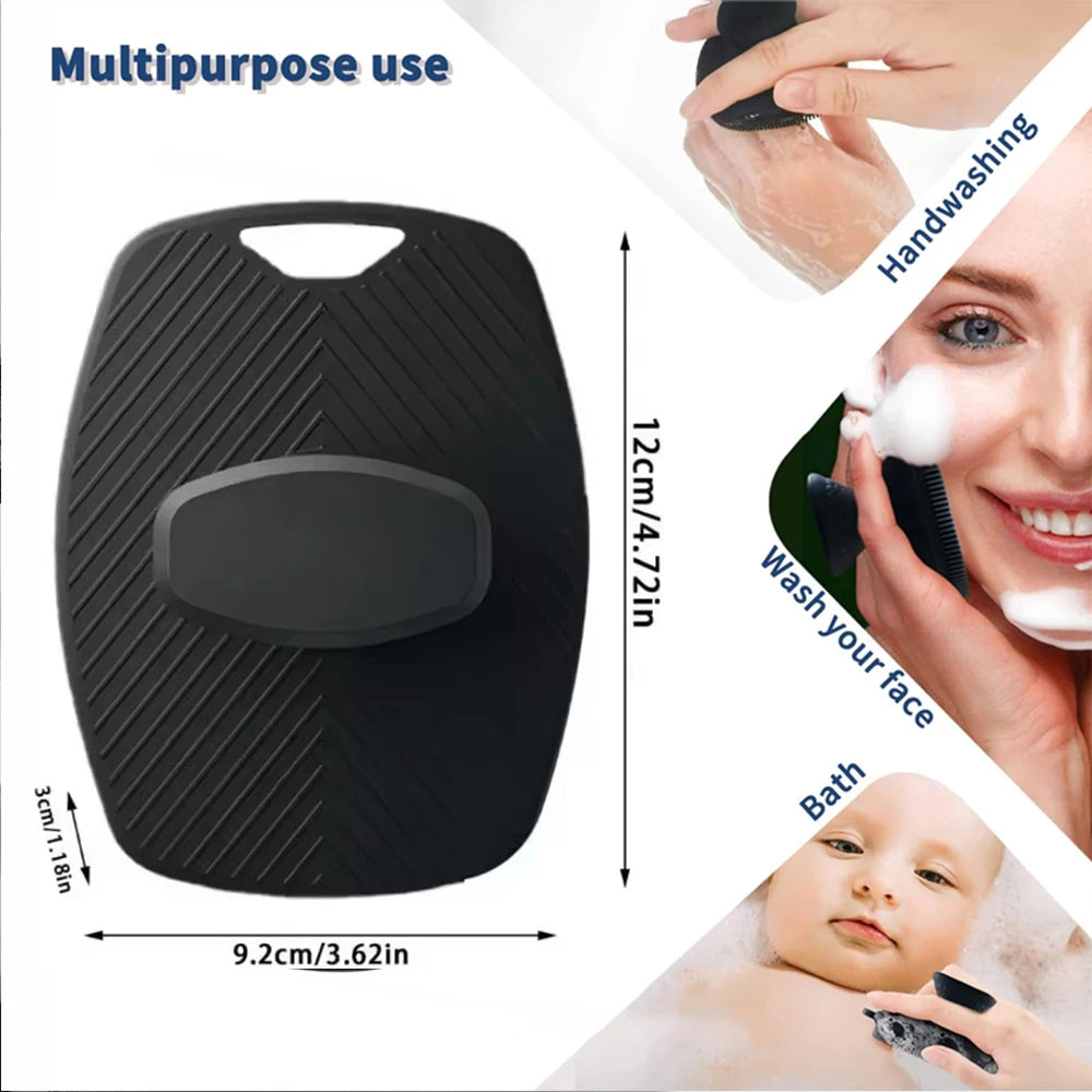 Silicone Body Scrubber Bath Wash Brush Exfoliating Loofah Body Brush Shower Face Scrubber Handle Wet & Dry Brushing for Man Wom