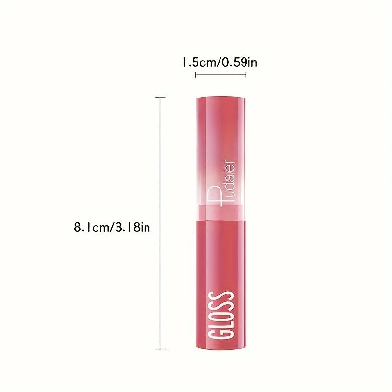 Waterproof Lipstick with Glass Mirror and Plumping Effect Non-Stick Nude Shades,Matte Lip Gloss For Plumper Looking Lips