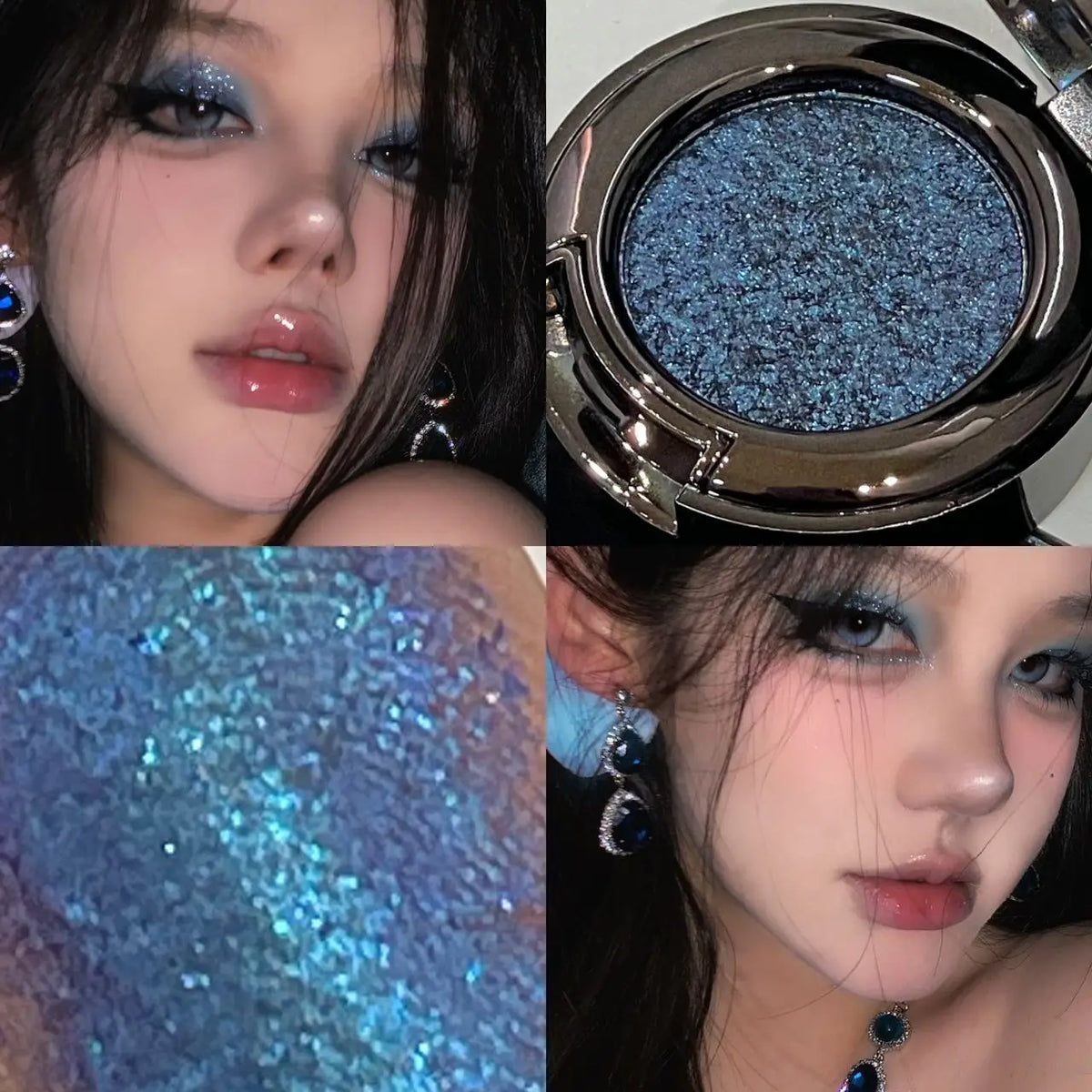 Metallic Glitter Black Blue Eyeshadow Purple Green Metallic Highlighter Eyeshadow Diamond Long Lasting Eye Makeup Women Cosmetic