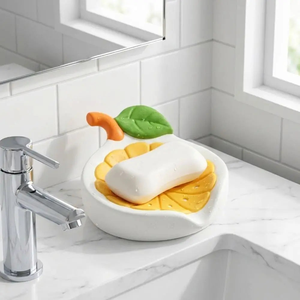 Creative Non-Slip Lemon Soap Dish Inclined Drainage Stable Dry Soap Storage Rack Sponge Holder Soap Box Kitchen