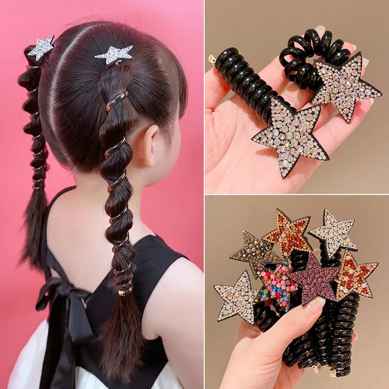 Braided Telephone Wire Hair Bands Spiral Hair Ties Elastic Hair Scrunchies Ponytail Fixed Hair Rope Accessory for Women Girl
