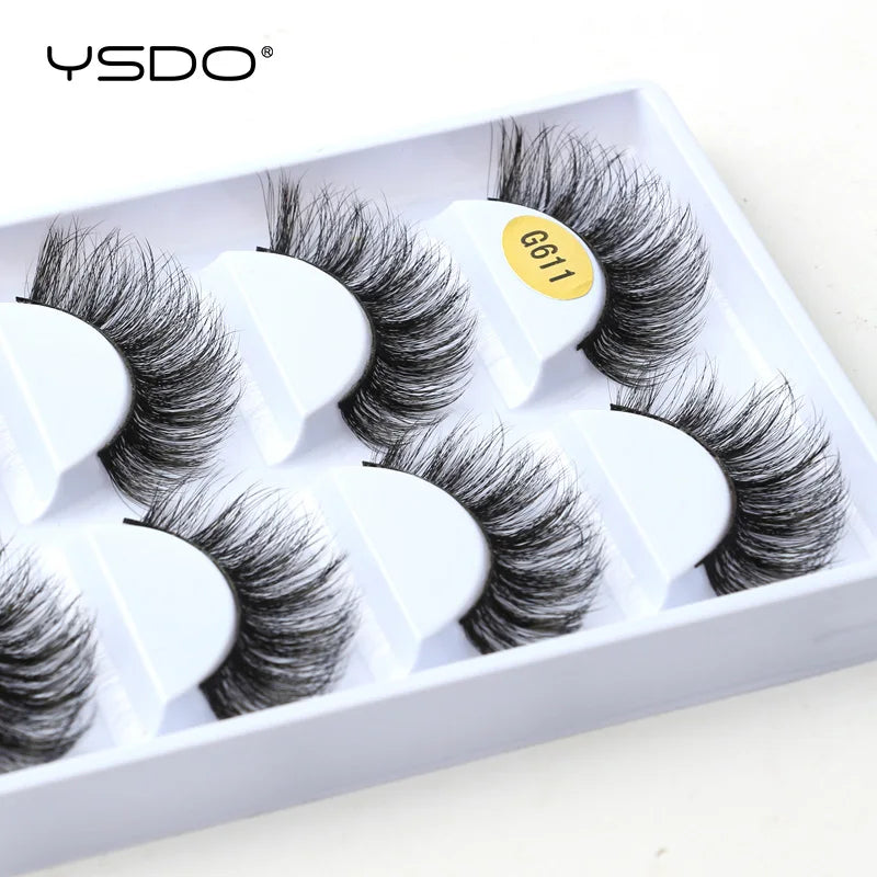 YSDO Eyelashes 3/5 Pairs Natural Long 3D Mink Lashes Fluffy Volume Mink False Eyelashes Cruelty Free Wispy Lashes Makeup Cilios