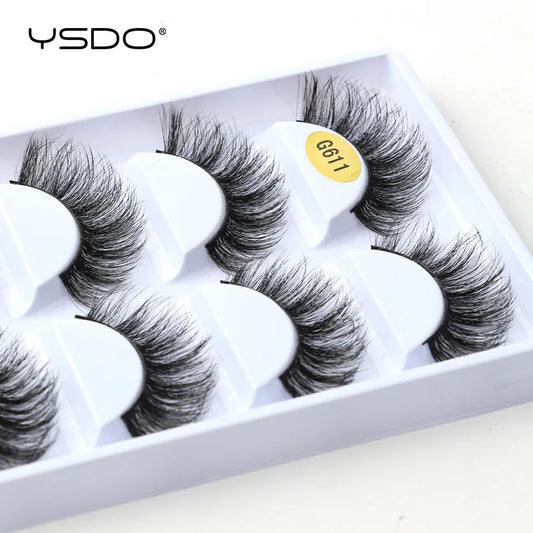 YSDO Eyelashes 3/5 Pairs Natural Long 3D Mink Lashes Fluffy Volume Mink False Eyelashes Cruelty Free Wispy Lashes Makeup Cilios